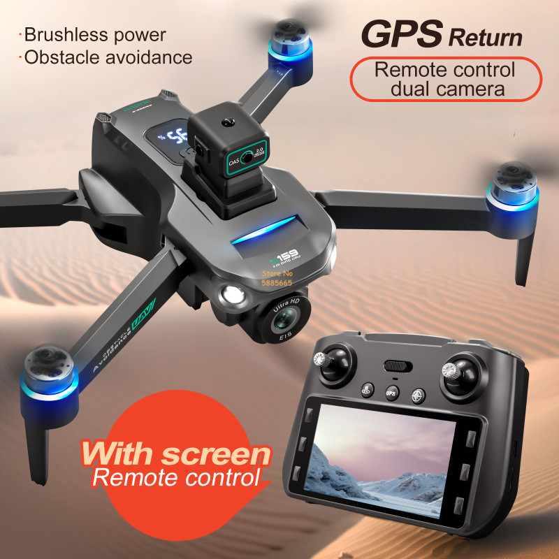 Drone Battery Case - リモコン付きクワッドコプタードローン,障害物回避,LEDスクリーン,ブラシレス,GPS,追跡,デュアルカメラ8k,wifi 5g,fpv,2km