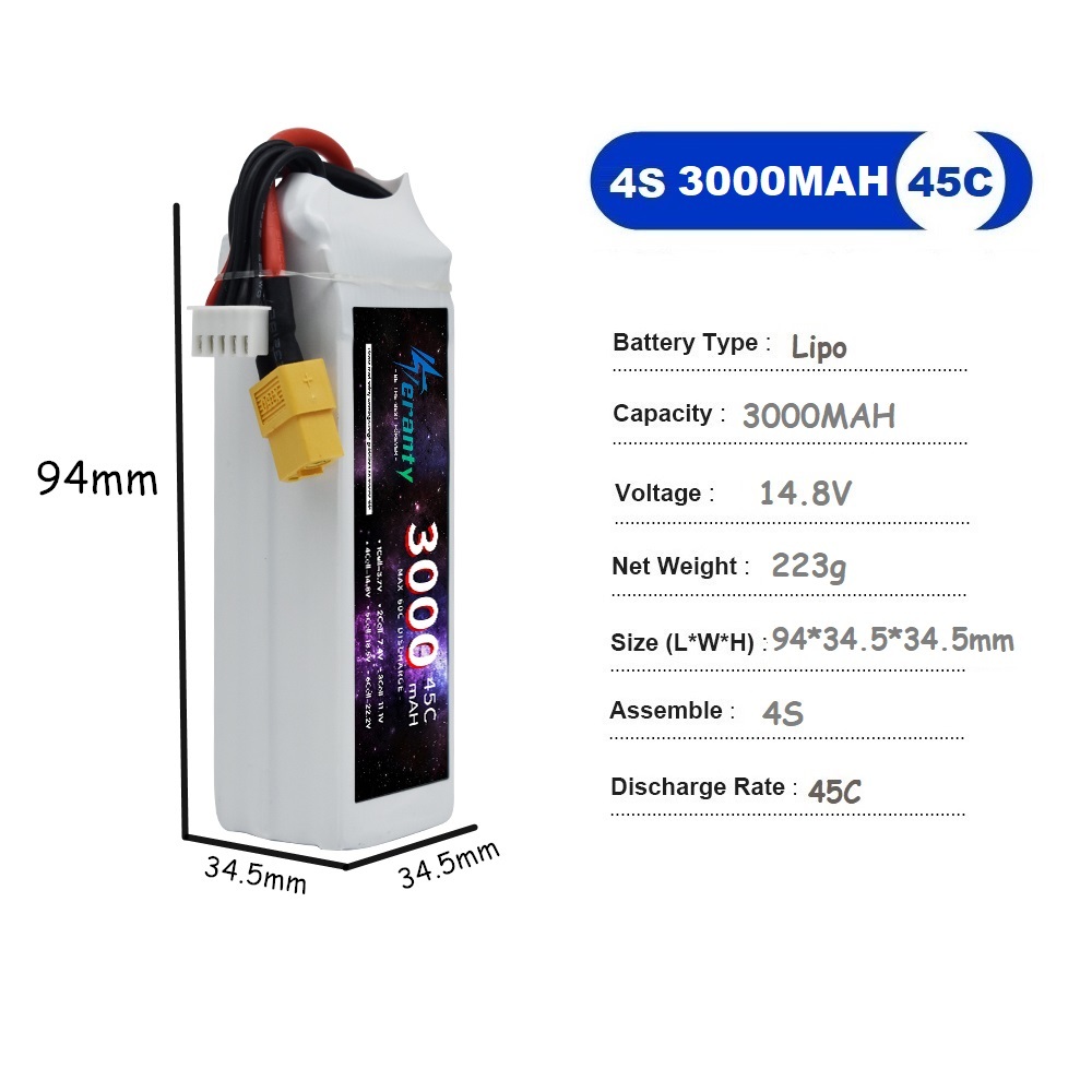 4S リポバッテリー 14.8V 1500mah 1800m - Drone Battery Li-Ion のレビューと価格