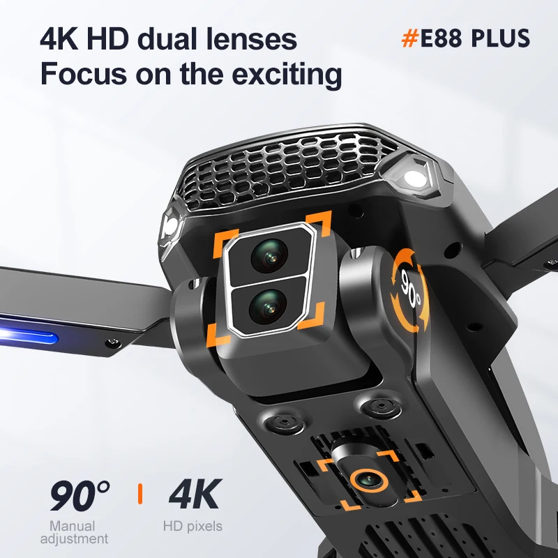 新型E88 Plusクアッドコプタードローン：90 °    - Drone Battery Case のレビューと価格