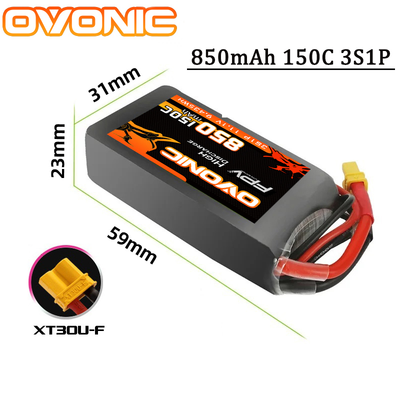 OVONIC 150C 850mAh リポバッテリー 3S  - Drone Battery 4S のレビューと価格