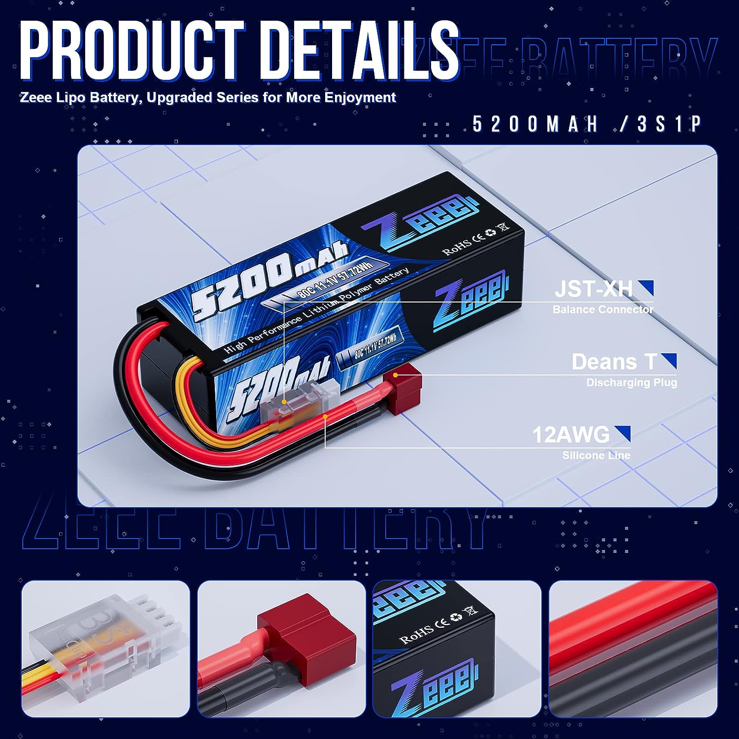 1/2 個 Zeee 3S 5200mAh Lipo バッテ - Drone Battery 4S のレビューと価格
